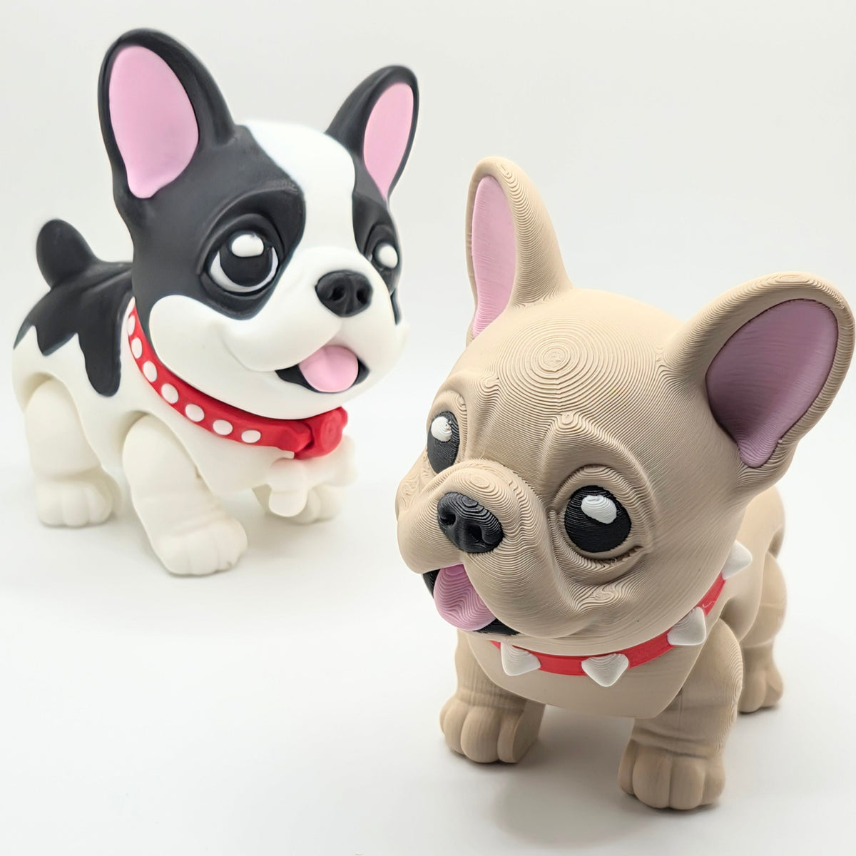 Articulated 3D printed French Bulldog with detailed features and flexible body